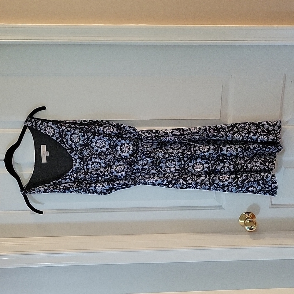 Loft navy sleeveless print dress small